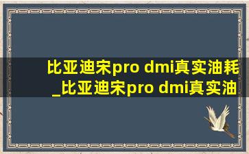 比亚迪宋pro dmi真实油耗_比亚迪宋pro dmi真实油耗测试